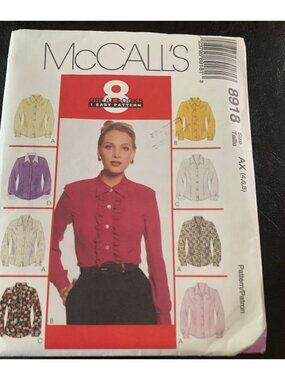 McCall's Misses Shirt Sewing Pattern Size 4 6 8 8918 Uncut